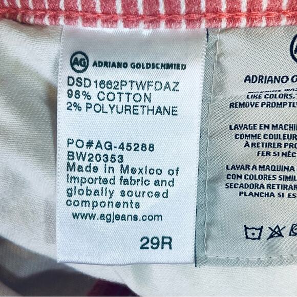 AG Adriano Goldschmeid Women’s Sz 29 Pink Stripe Flare Crop Jean Jodi Denim - Picture 16 of 16